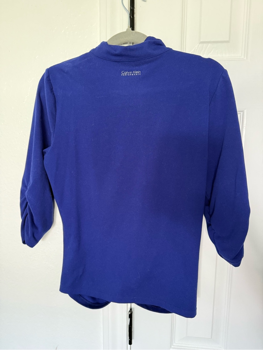 Calvin Klein Royal Blue Zip-Front Ruched Jacket - Picture 2 of 5